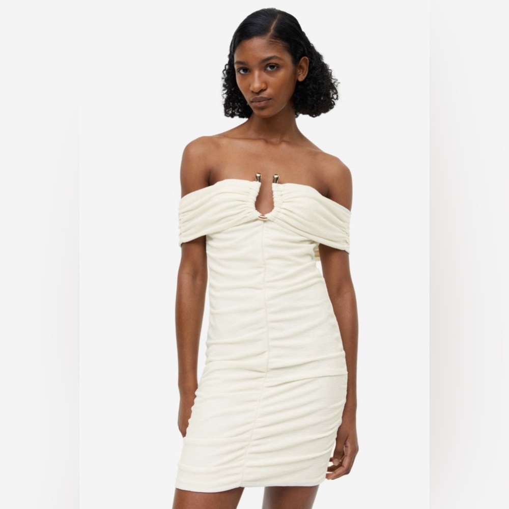 H&M off shoulder mini white dress Size M